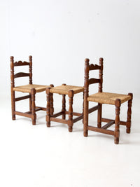 antique rush seat chairs and stool set
