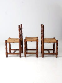 antique rush seat chairs and stool set