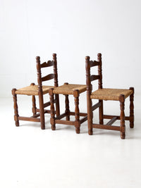 antique rush seat chairs and stool set