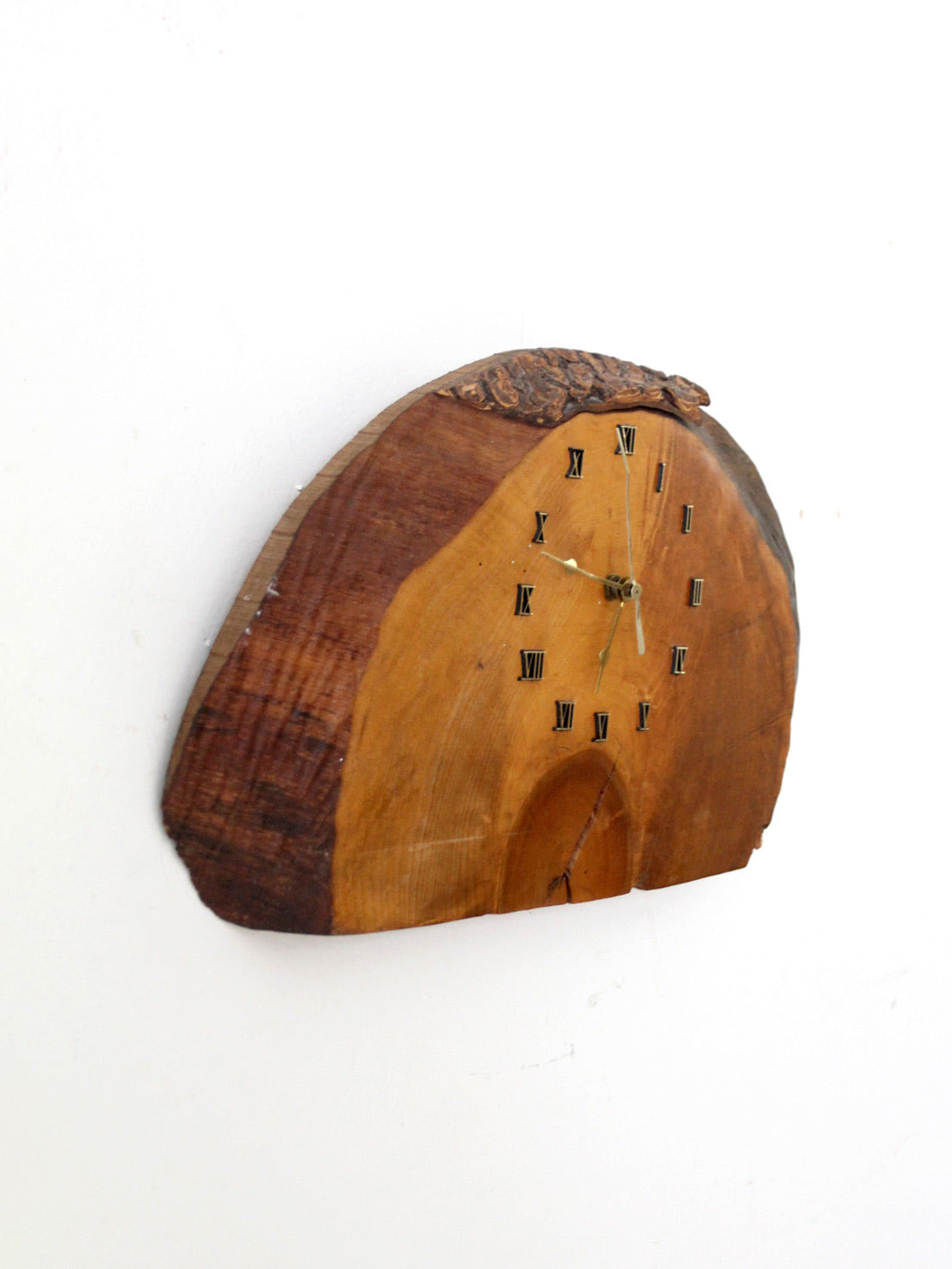 vintage handmade live edge wall clock
