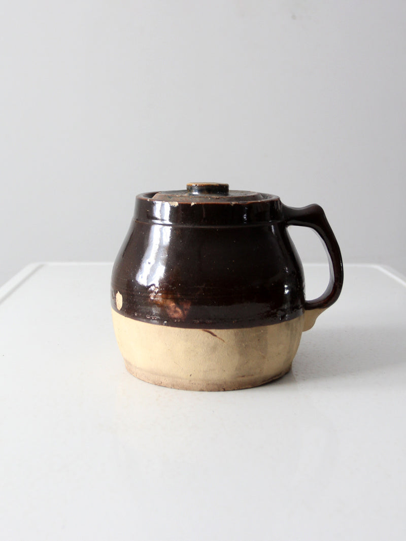 antique stoneware bean pot