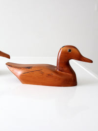 vintage hand carved wood duck pair