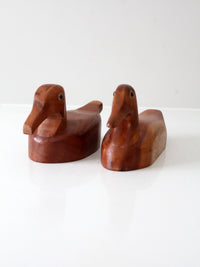 vintage hand carved wood duck pair