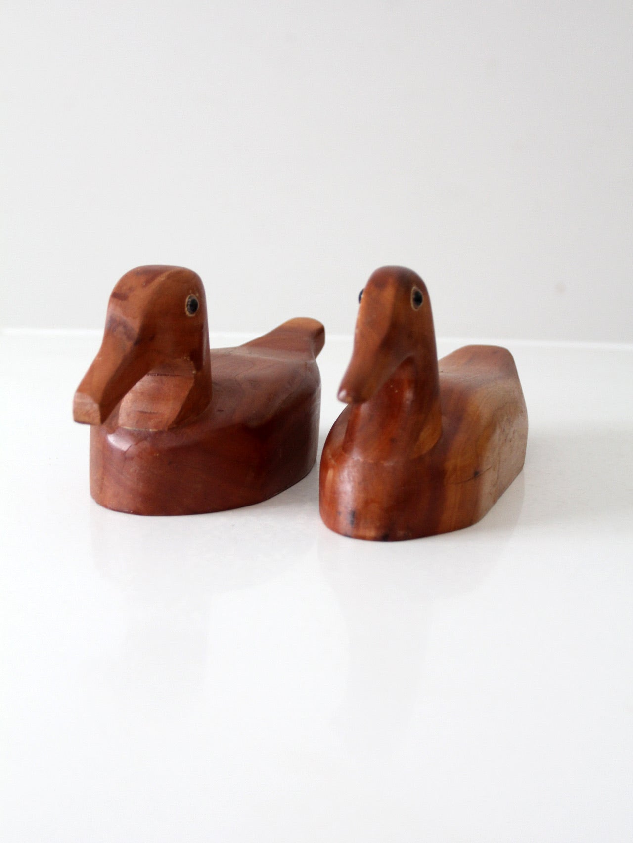 vintage hand carved wood duck pair