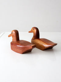 vintage hand carved wood duck pair