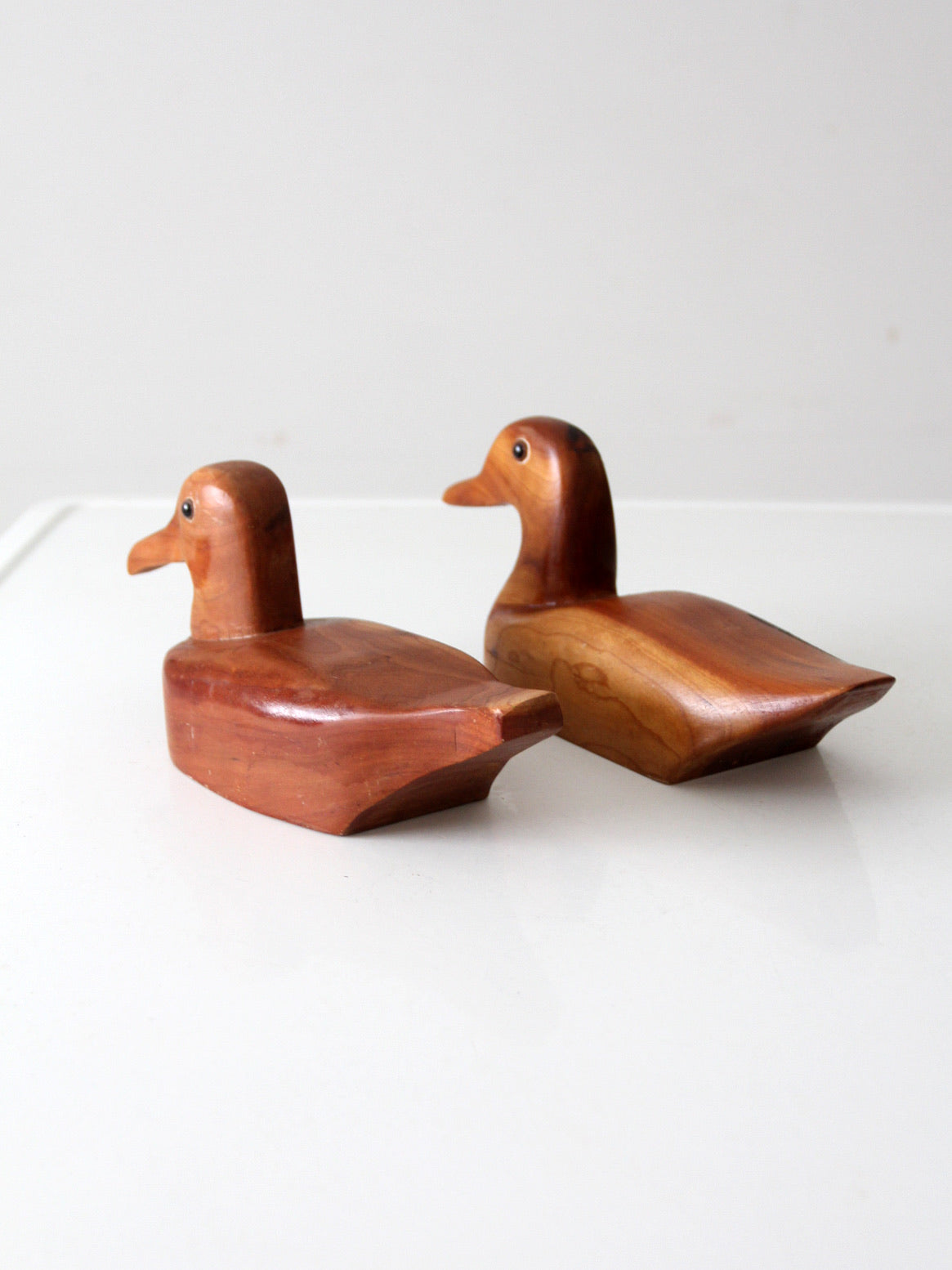 vintage hand carved wood duck pair