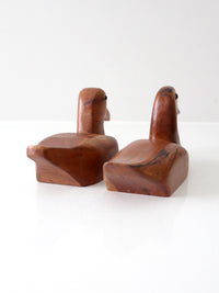 vintage hand carved wood duck pair