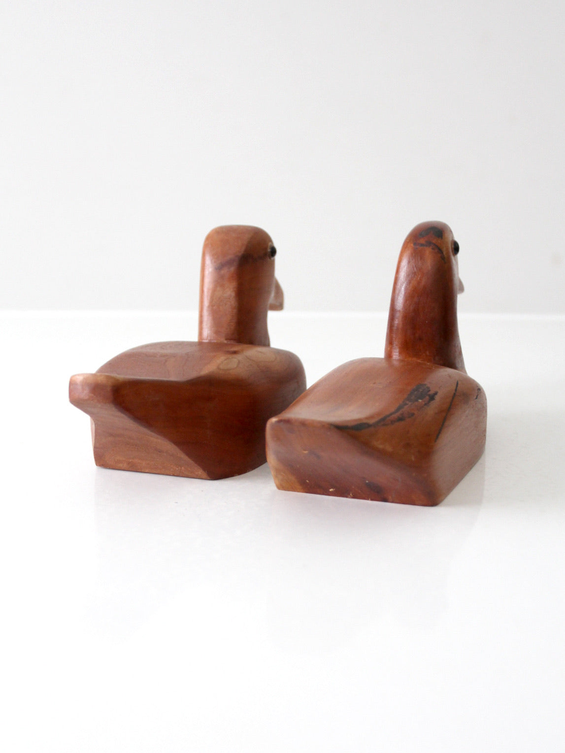 vintage hand carved wood duck pair