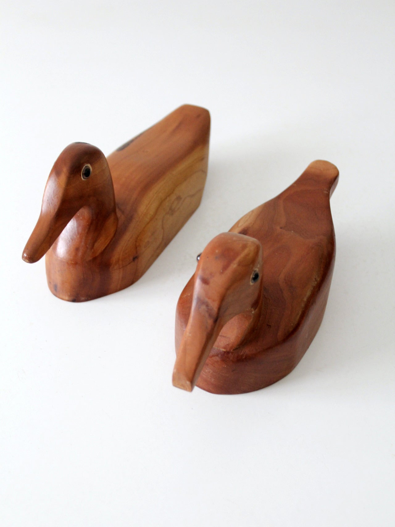 vintage hand carved wood duck pair