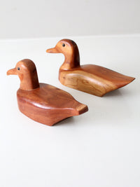 vintage hand carved wood duck pair