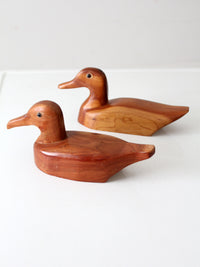 vintage hand carved wood duck pair