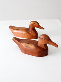 vintage hand carved wood duck pair