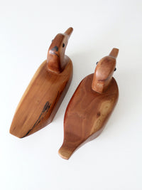 vintage hand carved wood duck pair