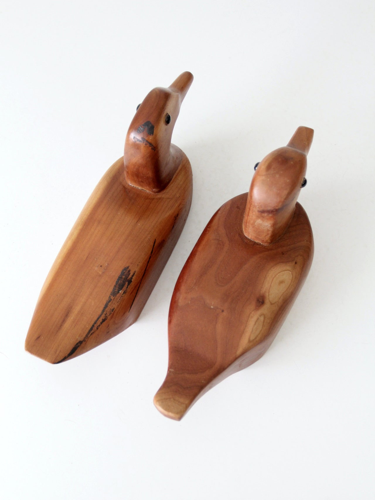 vintage hand carved wood duck pair