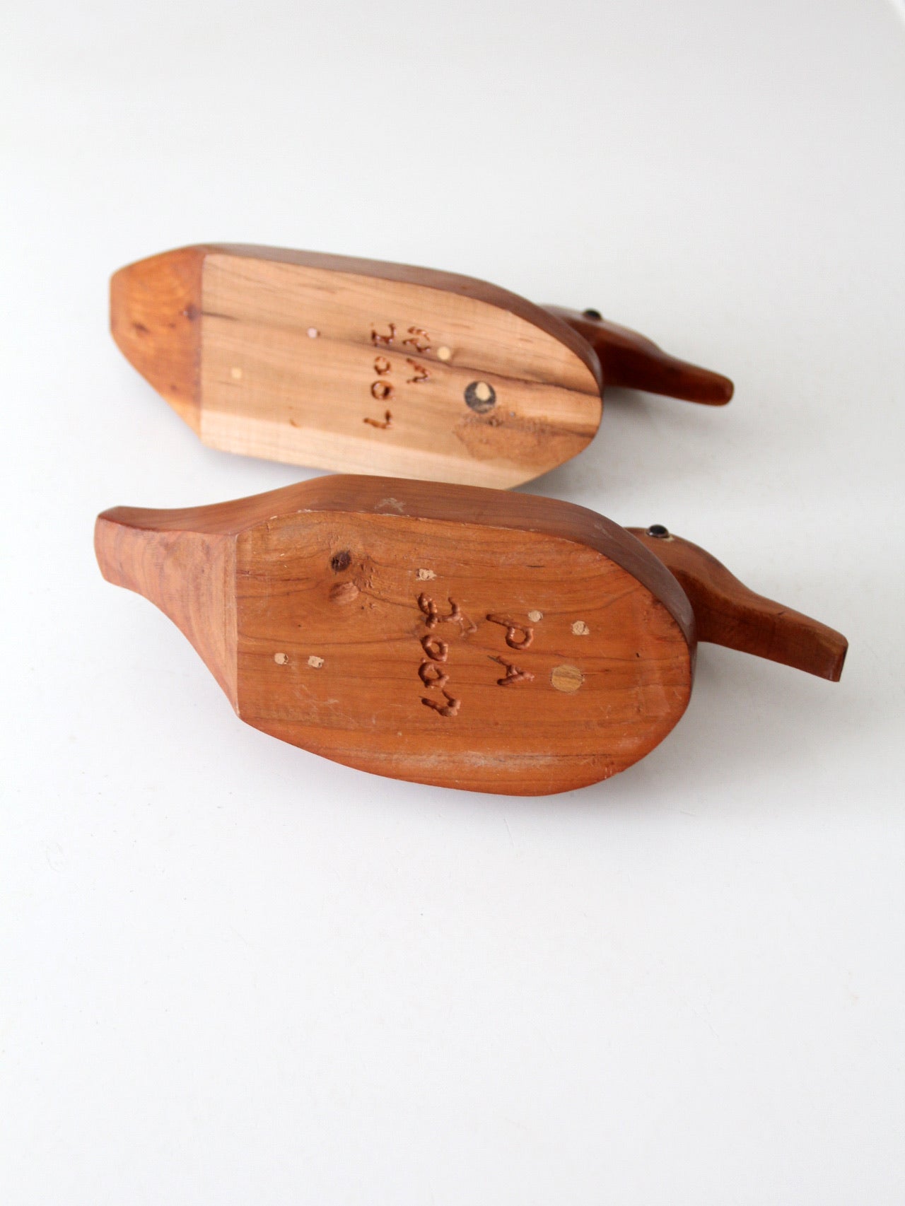 vintage hand carved wood duck pair