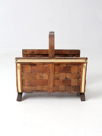 mid century splint weave kindling basket