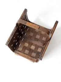 mid century splint weave kindling basket