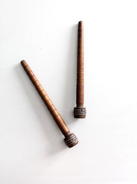 antique wooden textile bobbins pair