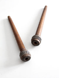 antique wooden textile bobbins pair
