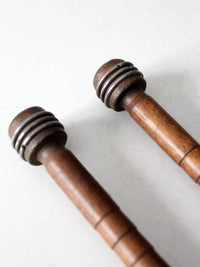 antique wooden textile bobbins pair