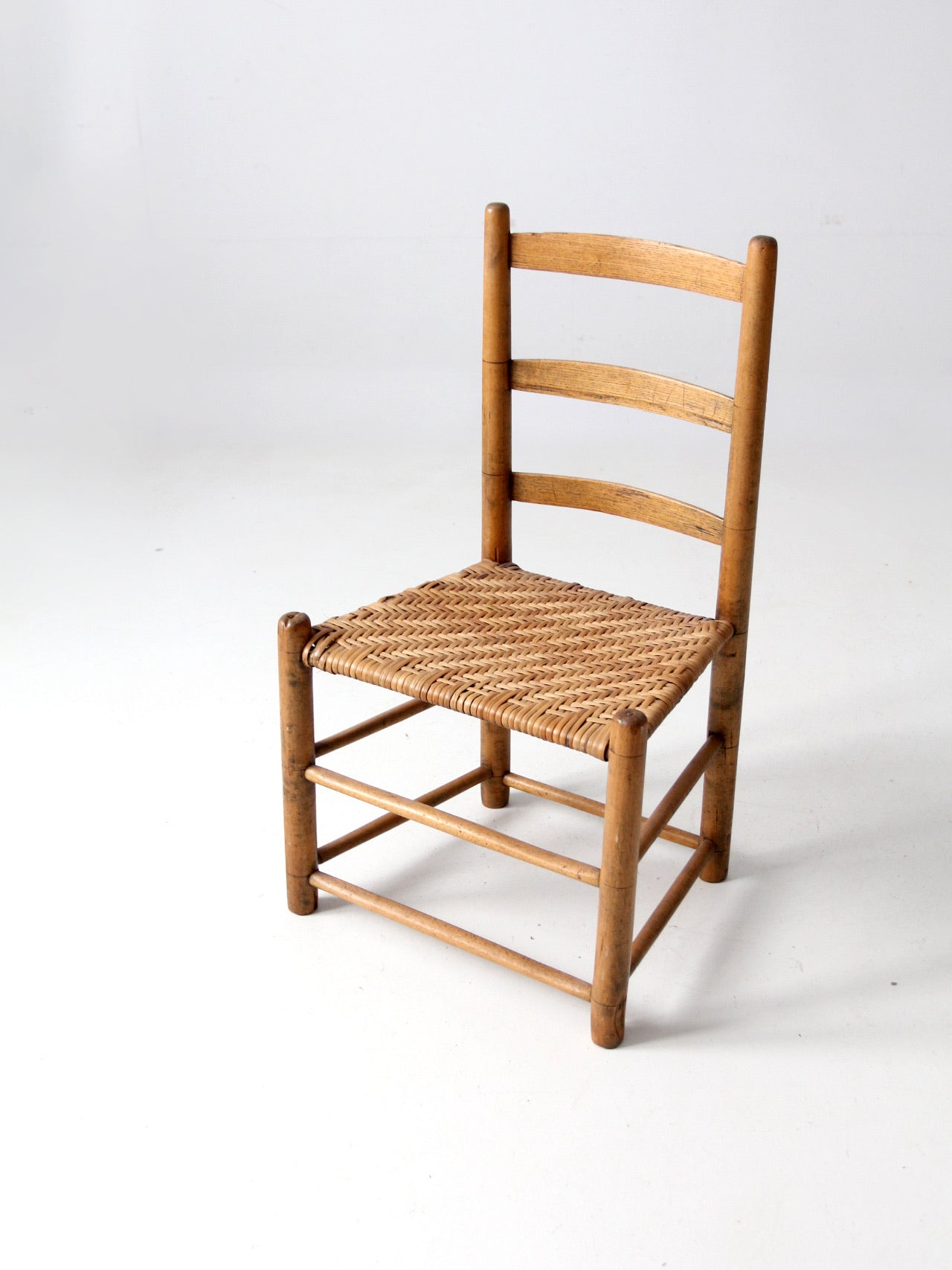 antique herringbone splint seat chair
