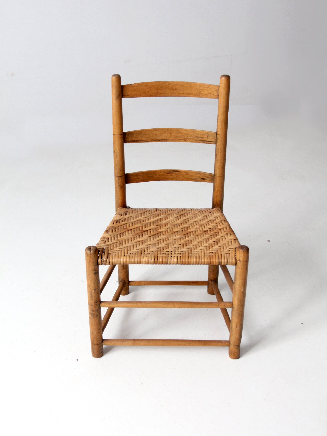 antique herringbone splint seat chair