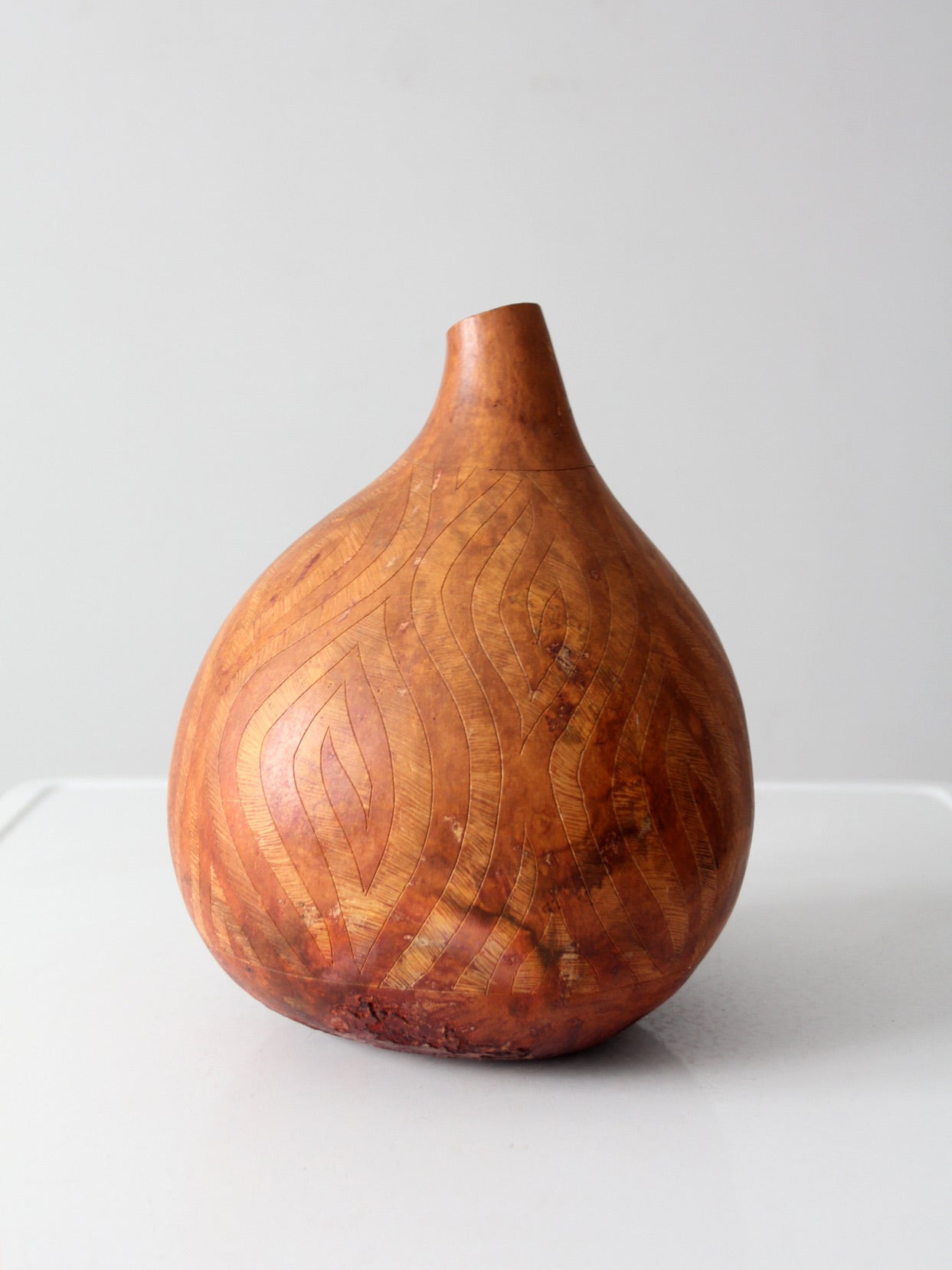 vintage hand-carved gourd art vase