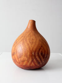 vintage hand-carved gourd art vase