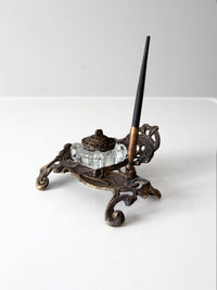 art nouveau style inkwell and pen desk set