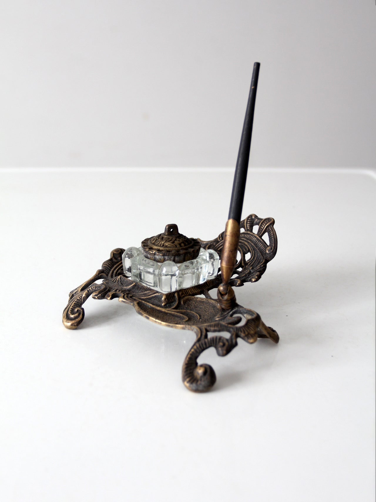 art nouveau style inkwell and pen desk set