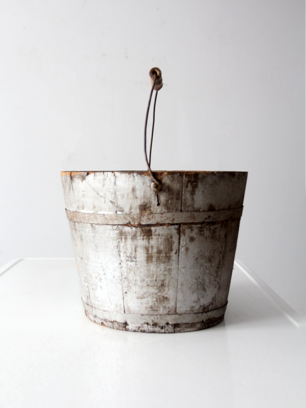 vintage painted wooden bucket