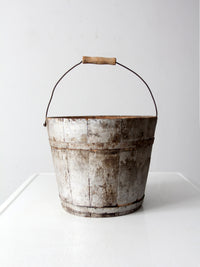 vintage painted wooden bucket