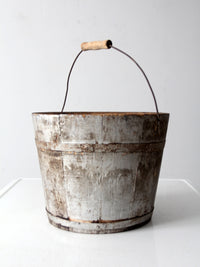 vintage painted wooden bucket