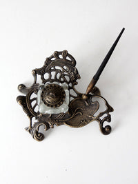 art nouveau style inkwell and pen desk set