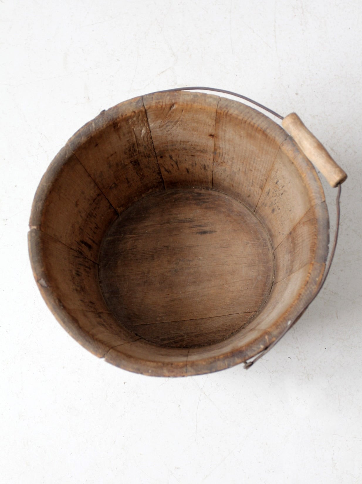 vintage painted wooden bucket