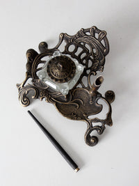 art nouveau style inkwell and pen desk set