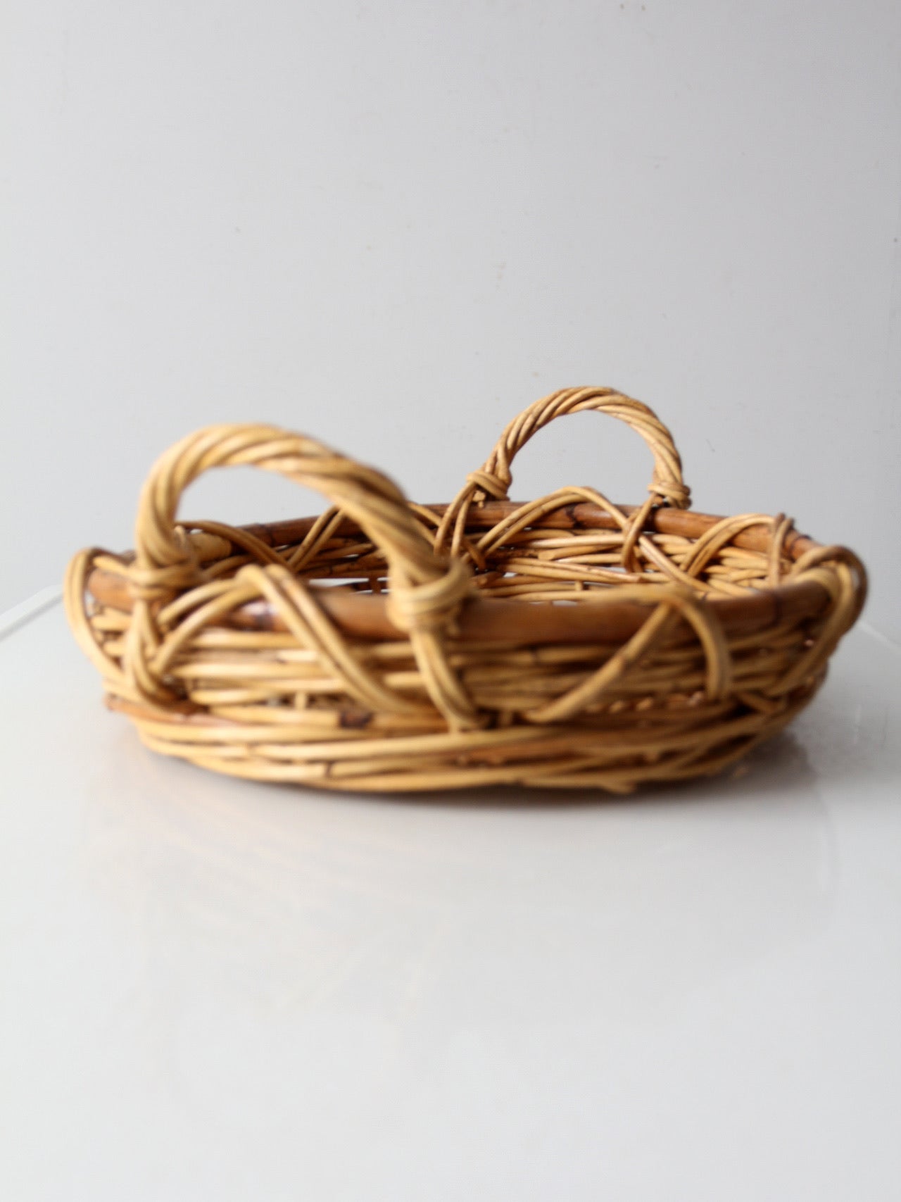 vintage woven basket tray