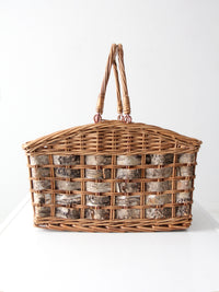 vintage wicker and birch bark basket