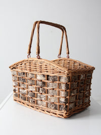 vintage wicker and birch bark basket
