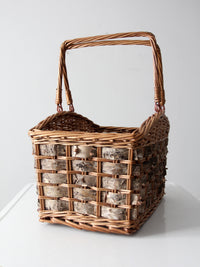 vintage wicker and birch bark basket