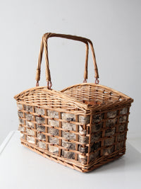 vintage wicker and birch bark basket