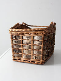 vintage wicker and birch bark basket