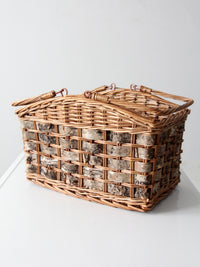 vintage wicker and birch bark basket