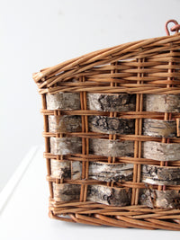 vintage wicker and birch bark basket