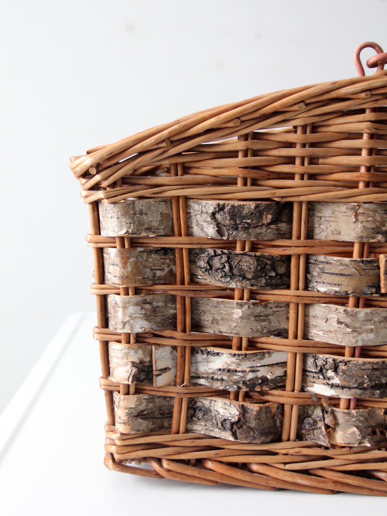 vintage wicker and birch bark basket