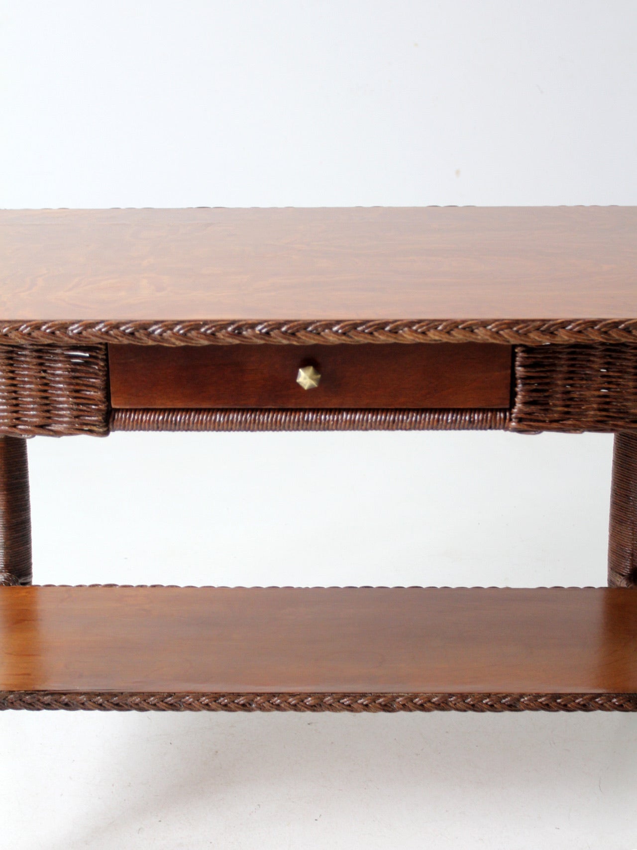 antique wicker library table