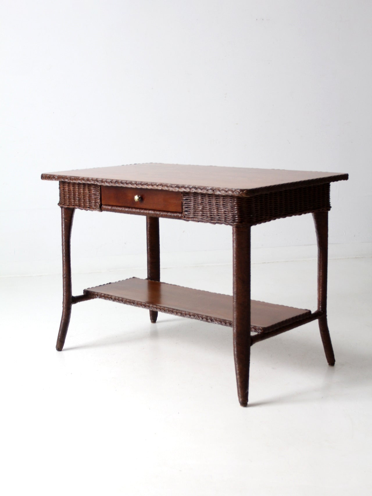 antique wicker library table