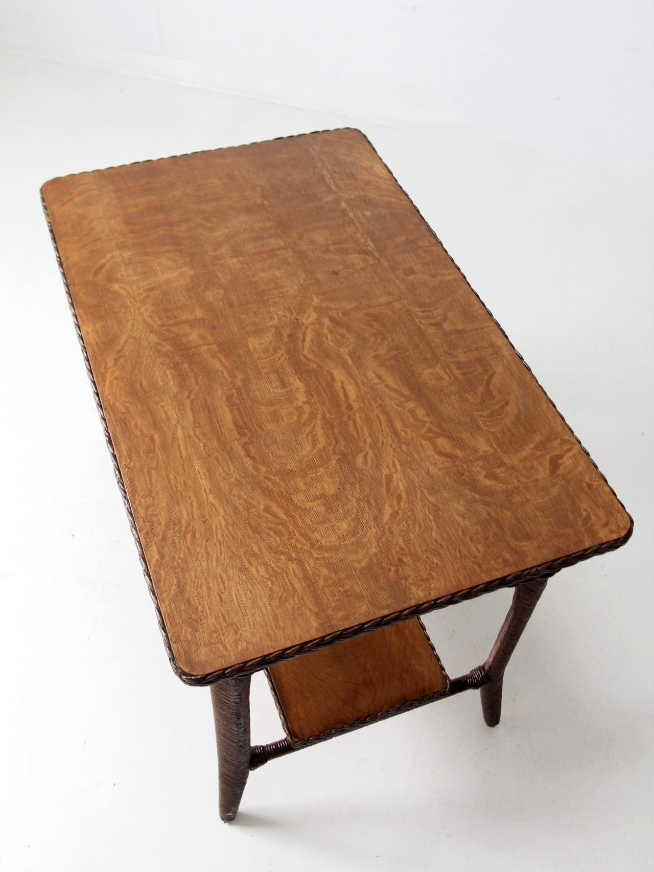 antique wicker library table