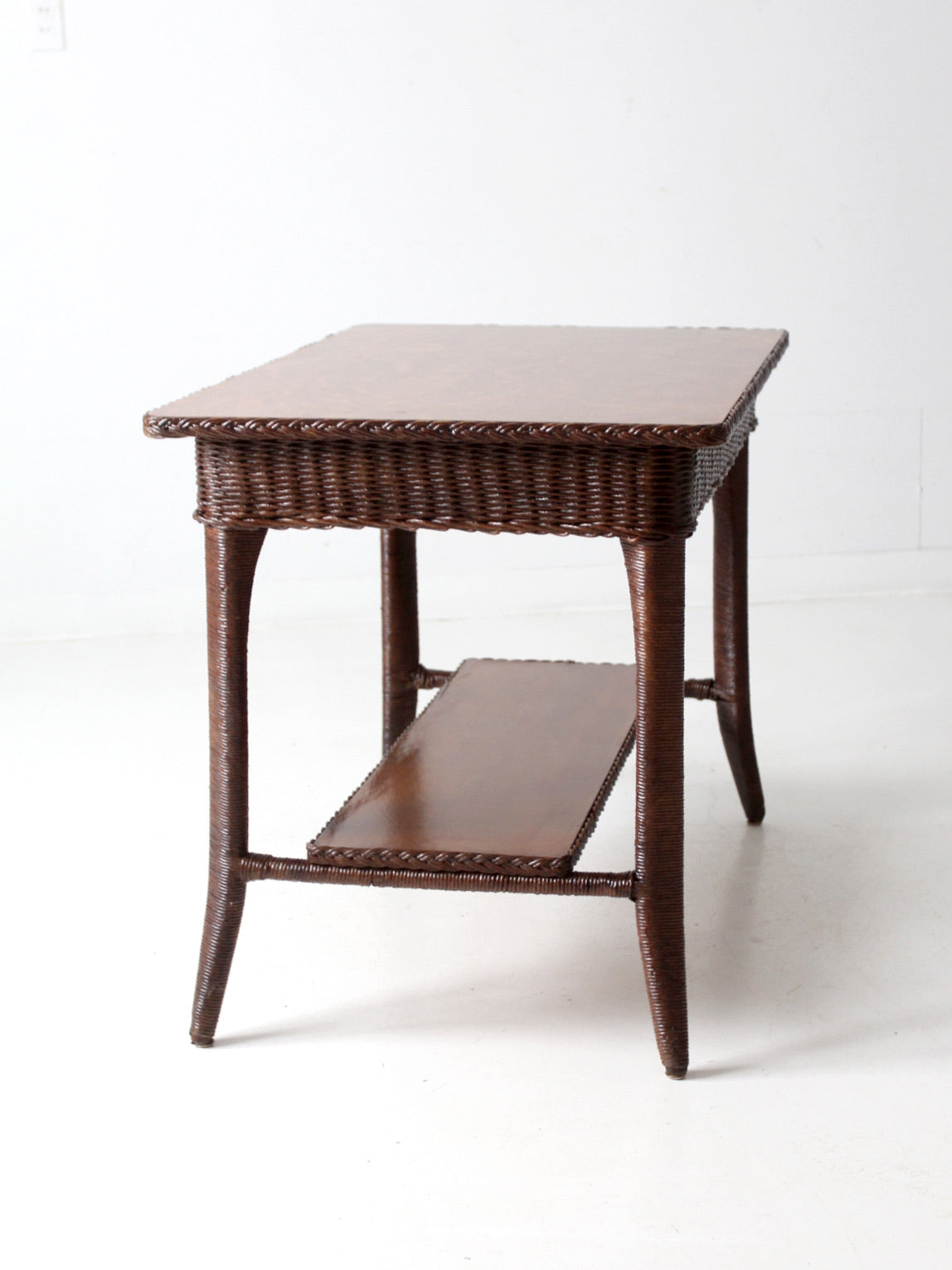 antique wicker library table