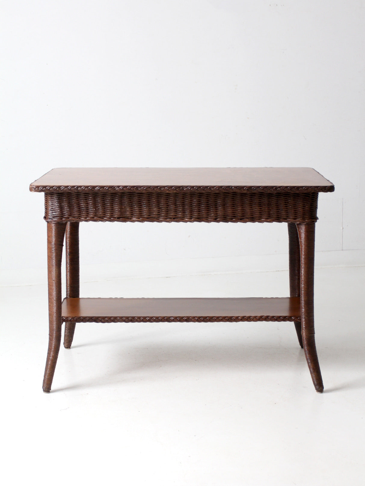 antique wicker library table